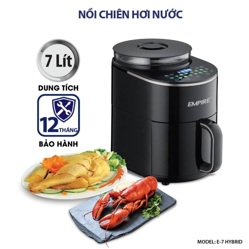 Nồi Chiên Không Dầu Hơi Nước E7 Empire 5 in1 7 lít