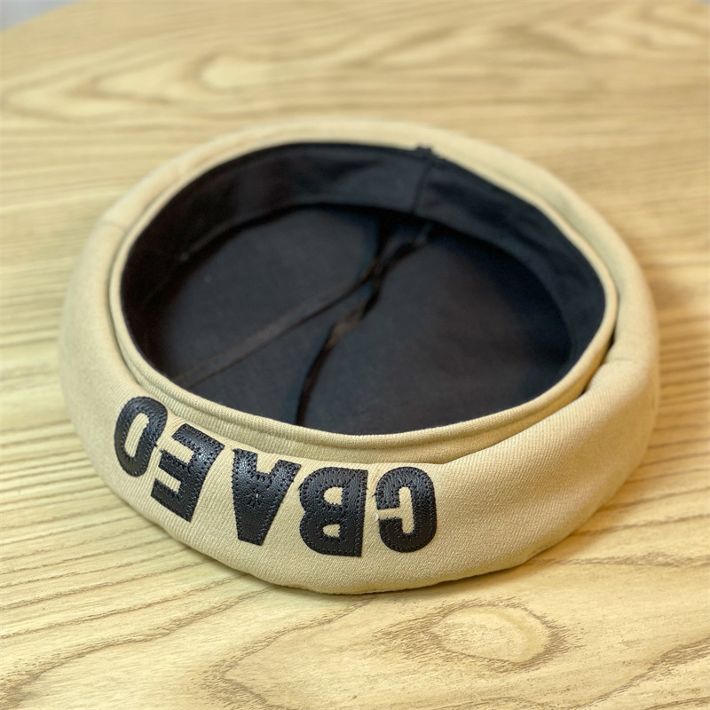 Mộc®Mũ beret nồi chất kaki cotton dày dặn phong cách thủy thủ thêu chữ nổi hoạ tiết độc đáo