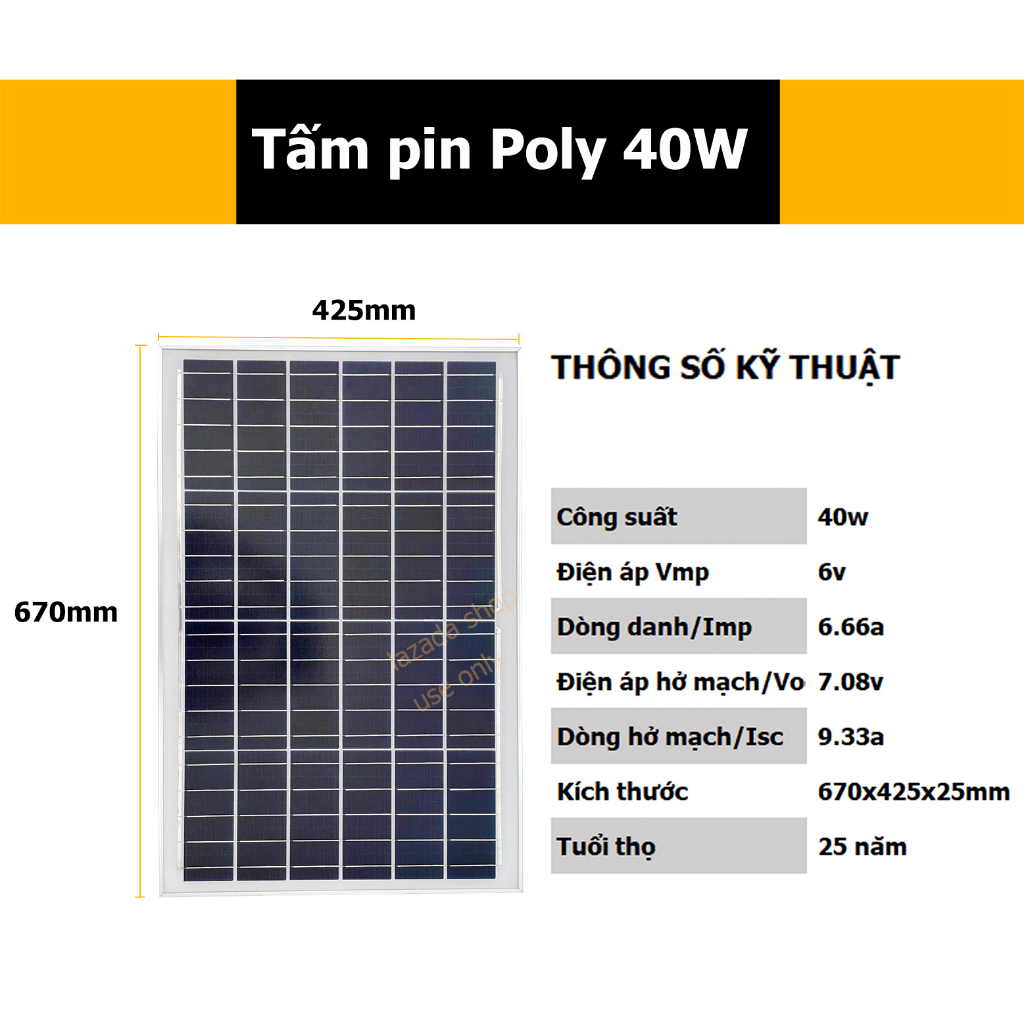 TẤM PIN NĂNG LƯỢNG MẶT TRỜI 8W 15W 18W 20W 25W 30W Với khung hình “U” Và vít