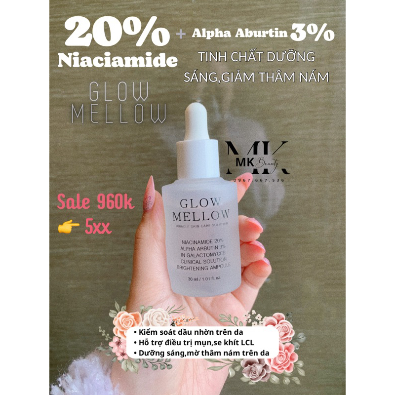 SERUM GLOW MELLOW NIACIAMIDE 20% ARBUTIN 3% FULL 30ML