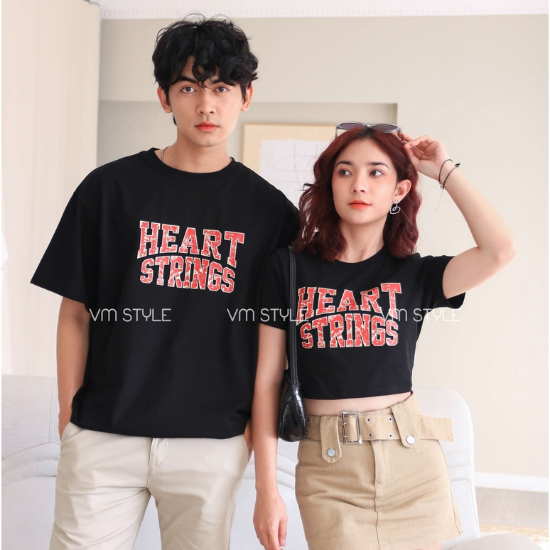 Áo thun nữ VMSTYLE dáng croptop tay ngắn co giãn in HEART STRINGS - ATU00465