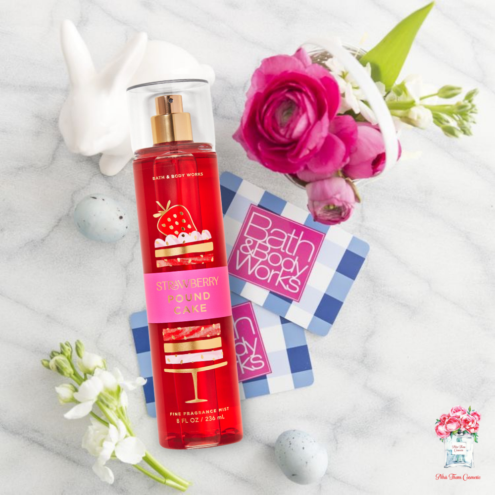 Xịt Thơm Toàn Thân Bath Body Works Strawberry Pound Cake Fine Fragrance Mist Hương Thơm Ngọt Ngào Hấp Dẫn 236ml