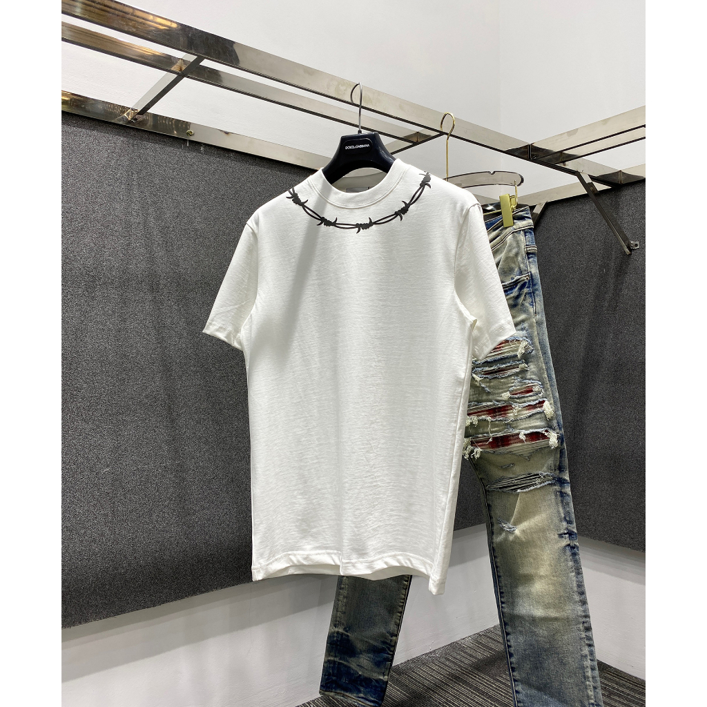 Áo Phông Unisex givechy Vòng Cổ dây gai Phong cách Boy phố 2023 100% cotton co giãn 2 chiều Mão 99