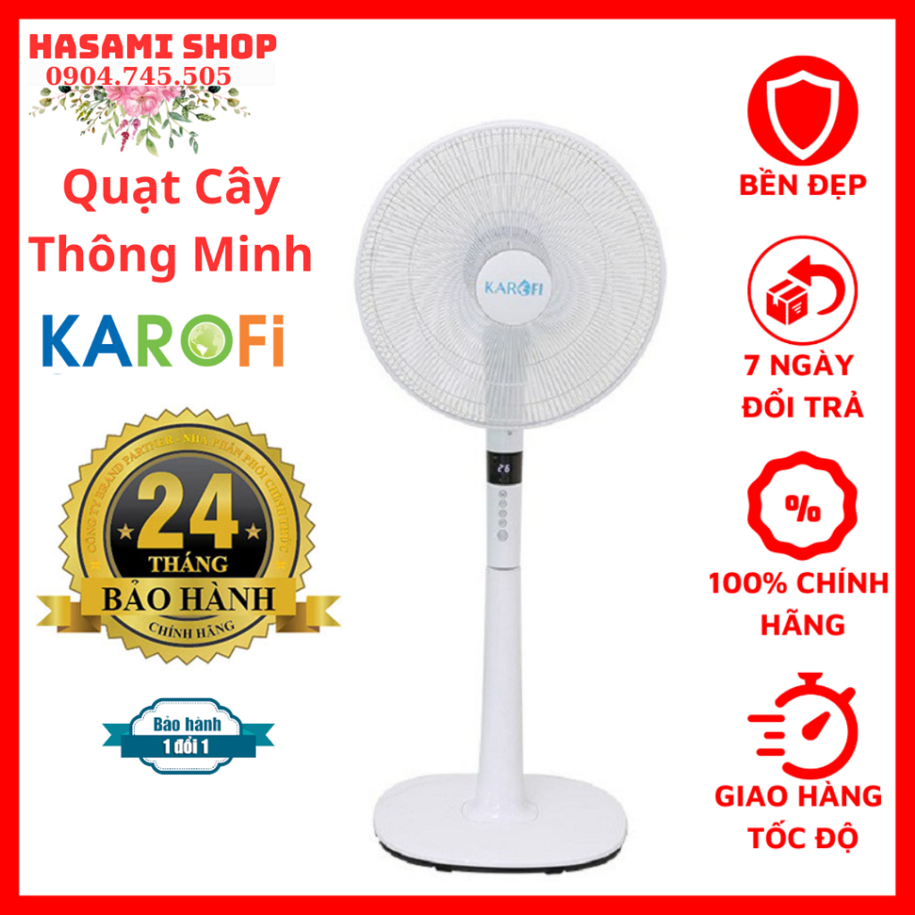 Quạt Cây Karofi KF- 402AC Với 10 Cánh Quạt Hiện Đại 26 Chế Độ Gió Linh Hoạt, Bảo Hành 24 Tháng