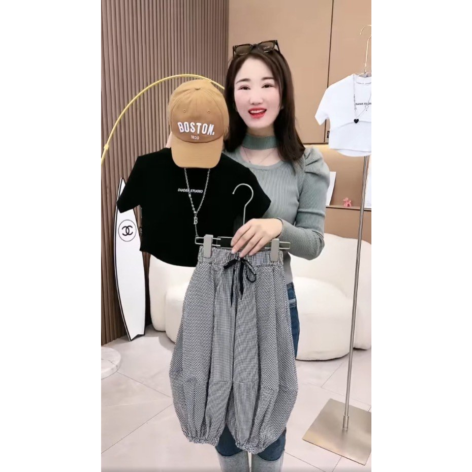 Set Áo Croptop Mix Cùng Quần Suông Bo Ống - LittlekidsT