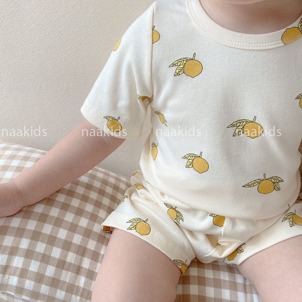 Bộ cộc tay thun cotton mùa hè bé trai và bé gái hàng QCCC mềm rũ mát rượi