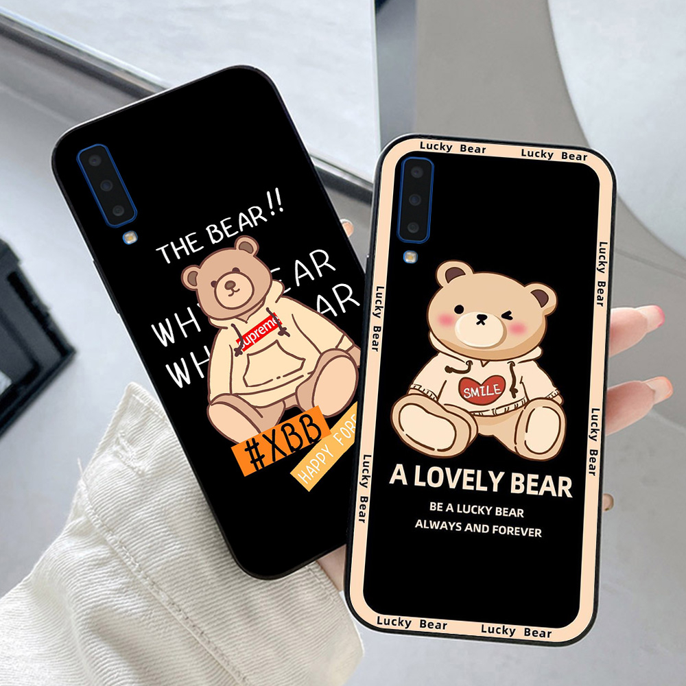Ốp lưng Samsung a7 2018 / ss a9 2018 in hình gấu dâu , gấu đen chất như nước cất