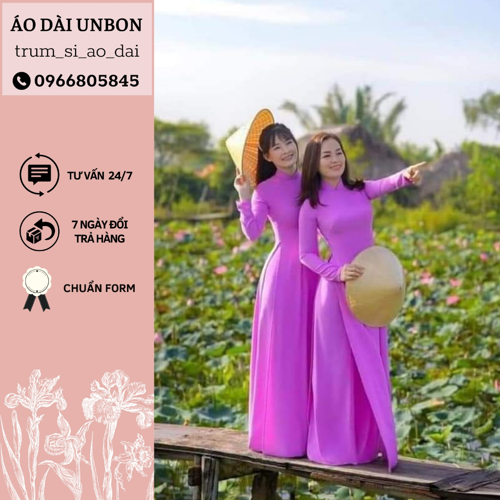 Áo dài trơn truyền thống, áo dài nữ may sẵn màu tím hoa cà chất lụa mỹ loại 1 cao cấp cổ 2 phân chuẩn form,ảnh chụp thật