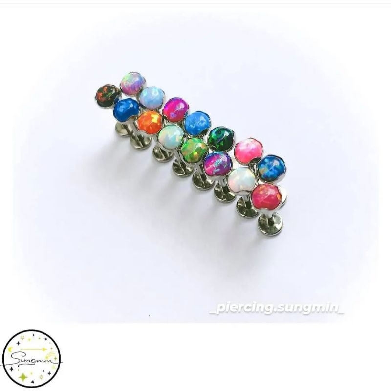 khuyên tai khuyên môi Titanium ASTM F136 khuyên tai đá opal 5mm (inbox chọn màu ạ )