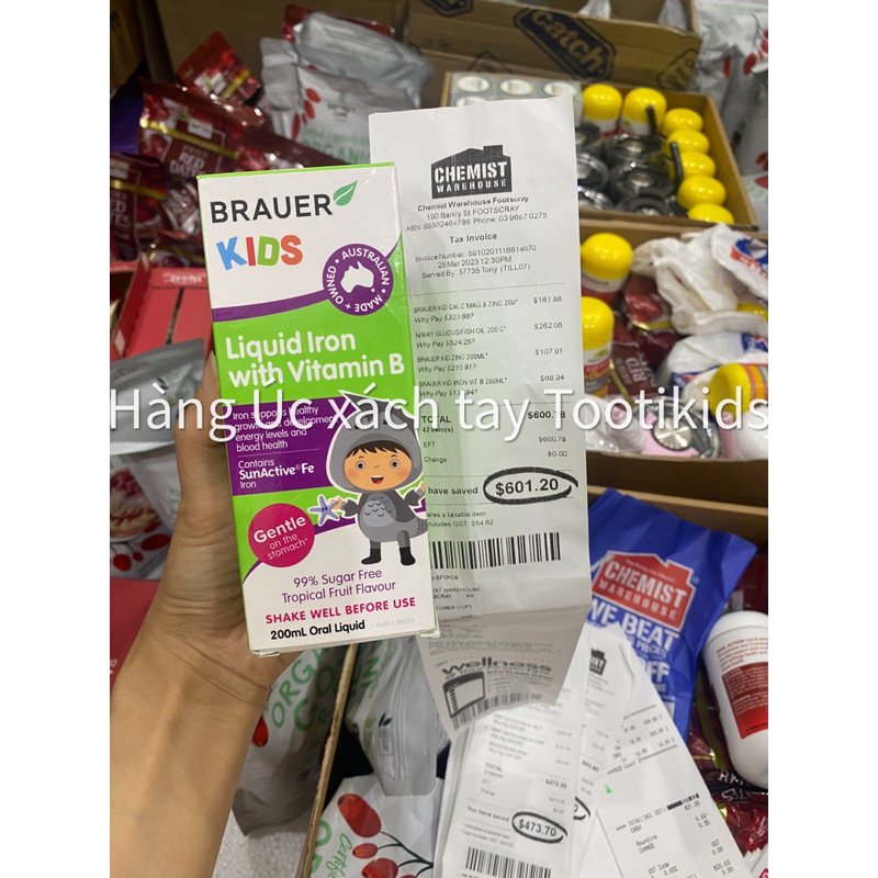 Sắt nước Brauer Úc cho trẻ từ 1 tuổi - đủ bill đi air