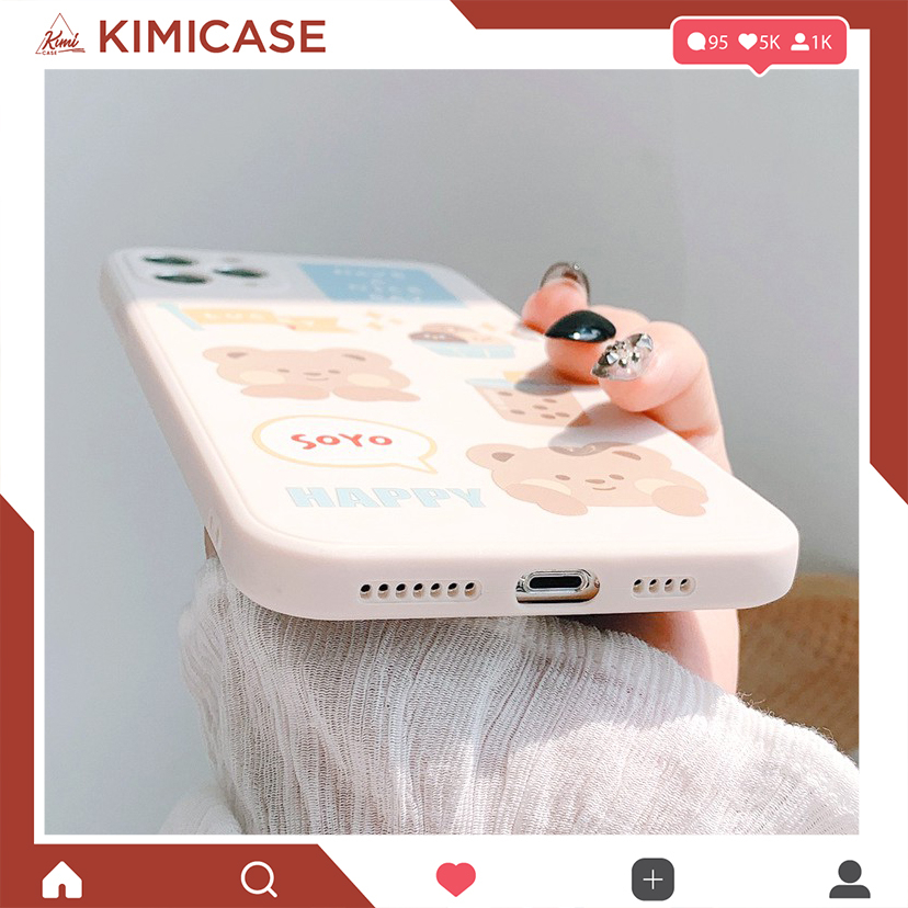 Ốp lưng Oppo Reno 8 4G, Reno 8 5G, Reno 8z, Reno 8T 5G silicon dẻo vuông bảo vệ cam Gấu lucky,Gấu Goodluck