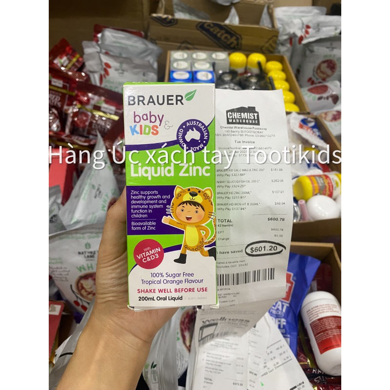 Kẽm nước Brauer cho trẻ từ 1 tuổi - đủ bill đi air