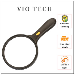 Kính lúp đọc sách báo, sửa chữa cầm tay phóng đại 1.8x - 5x có đèn trợ sáng