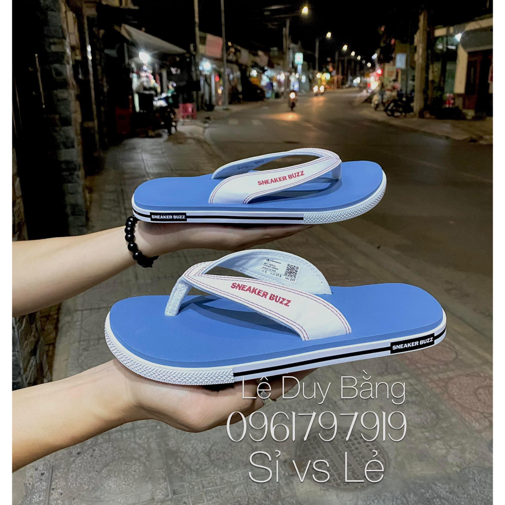 - Dép Snekaer buzz xanh nhạt quai trắng