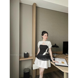sơmi pha ren đính nơ eo xinh TH