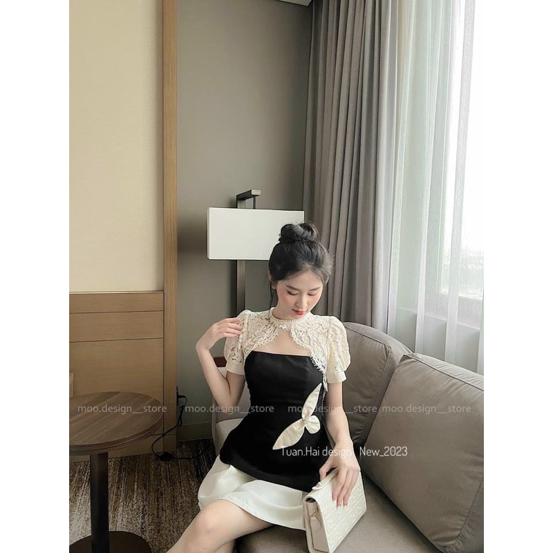 sơmi pha ren đính nơ eo xinh TH