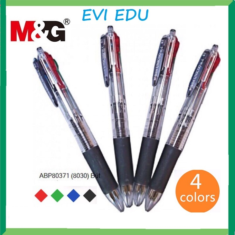 Bút bi 4 màu văn phòng M&G BP8030 ngòi 0.7mm / Bút bi nhiều màu M&G 8030 viết êm trơn