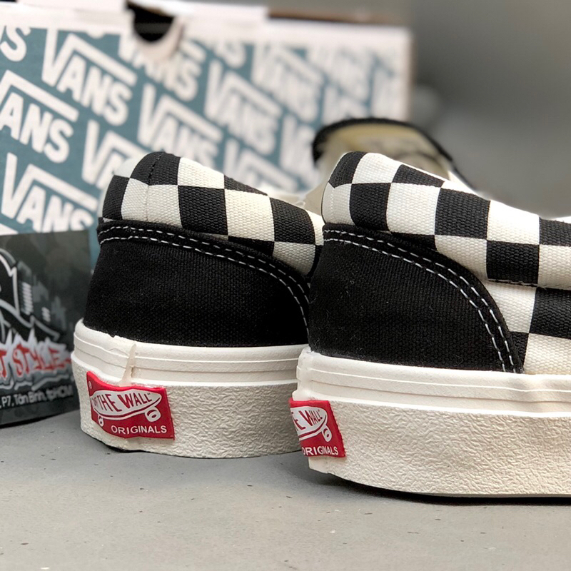 Giày Sneaker Slip On Nam Nữ Màu Caro Đen Trượt Ván - Giày vans slip on cara đen - Sneaker vans slip on cara đen