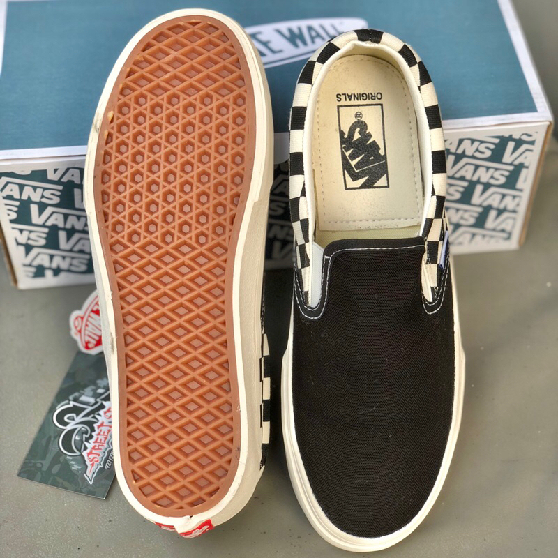 Giày Sneaker Slip On Nam Nữ Màu Caro Đen Trượt Ván - Giày vans slip on cara đen - Sneaker vans slip on cara đen