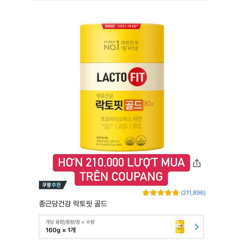 MEN VI SINH LACTO-FIT GOLD hộp 50 gói