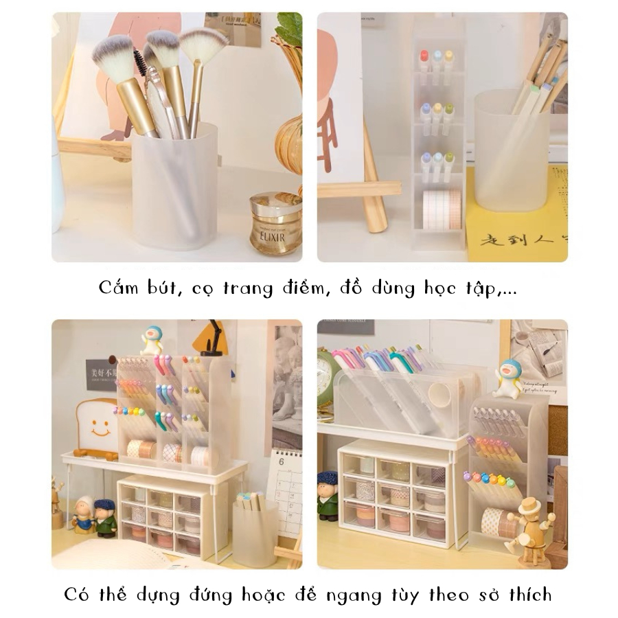 Hộp nhựa 4 tầng đựng bút, văn phòng phẩm, đồ dùng, trang trí decor phòng