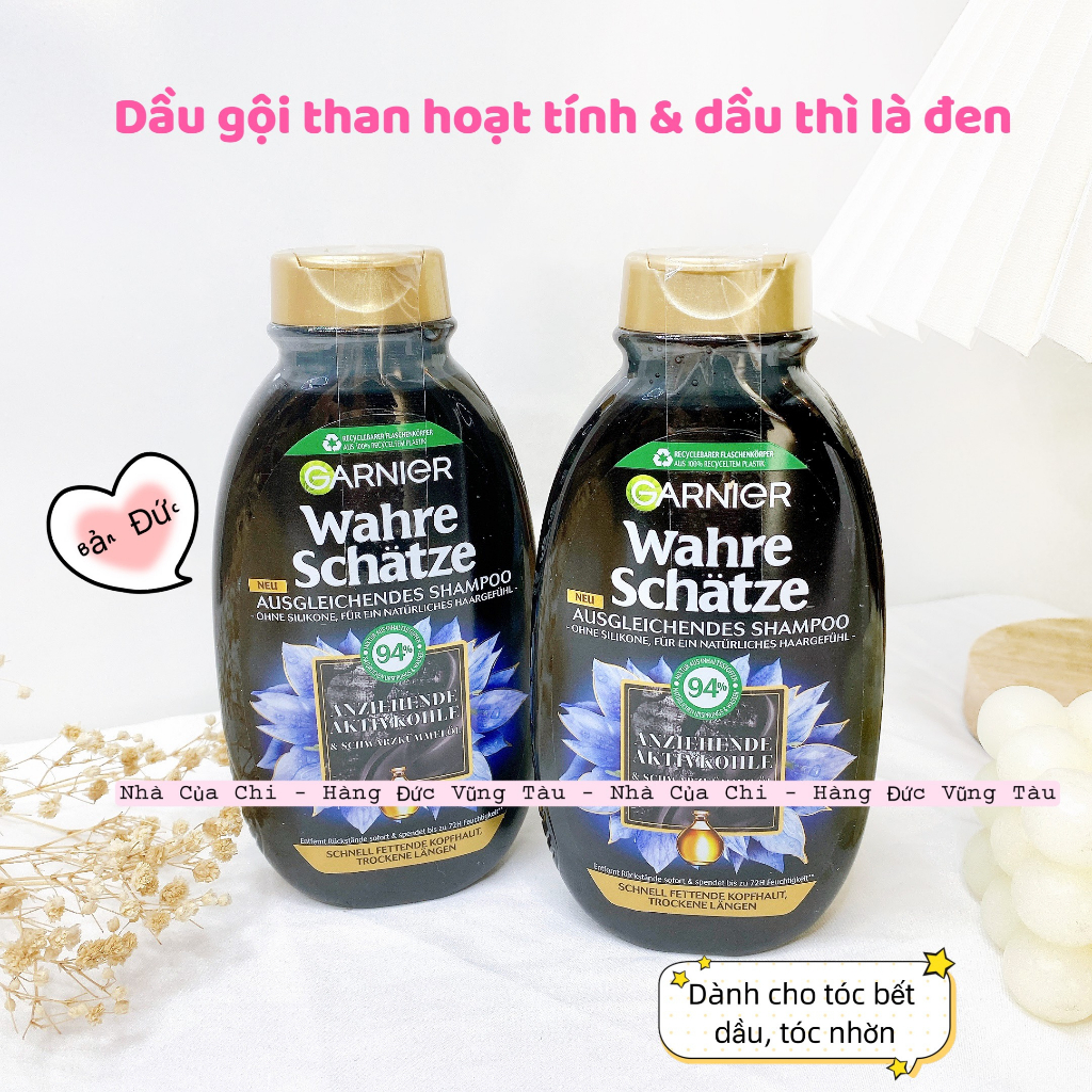 Dầu gội và dầu xả Garnier than hoạt tính và dầu thì là đen  - hàng Đức