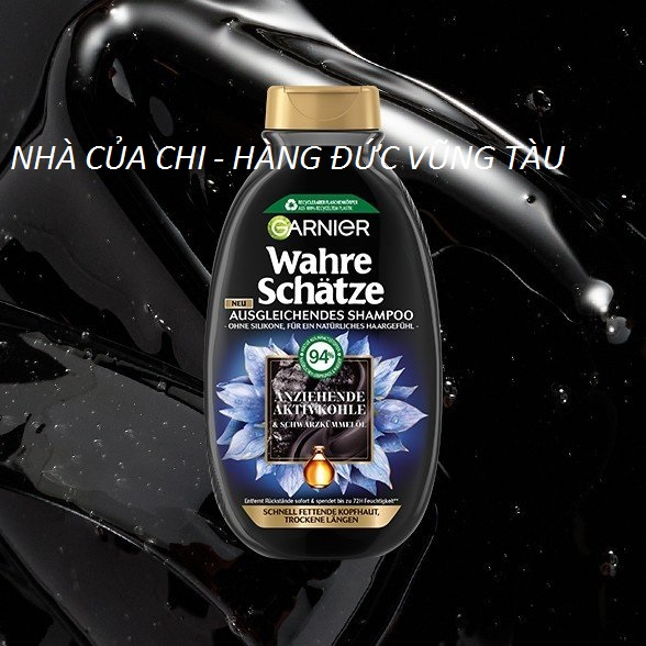 Dầu gội và dầu xả Garnier than hoạt tính và dầu thì là đen  - hàng Đức