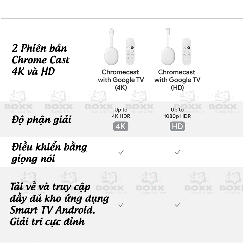 Google Chromecast with Google TV Chất Lượng 4K HDR hỗ trợ Tiếng Việt | BigBuy360 - bigbuy360.vn