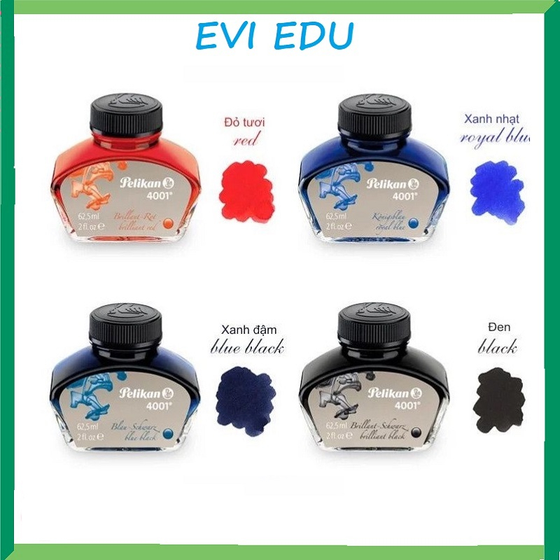 Mực Pelikan Mực Đức 4001 lọ 62,5ml - Mực bút máy cao cấp không phai, nhanh khô, không lắng cặn