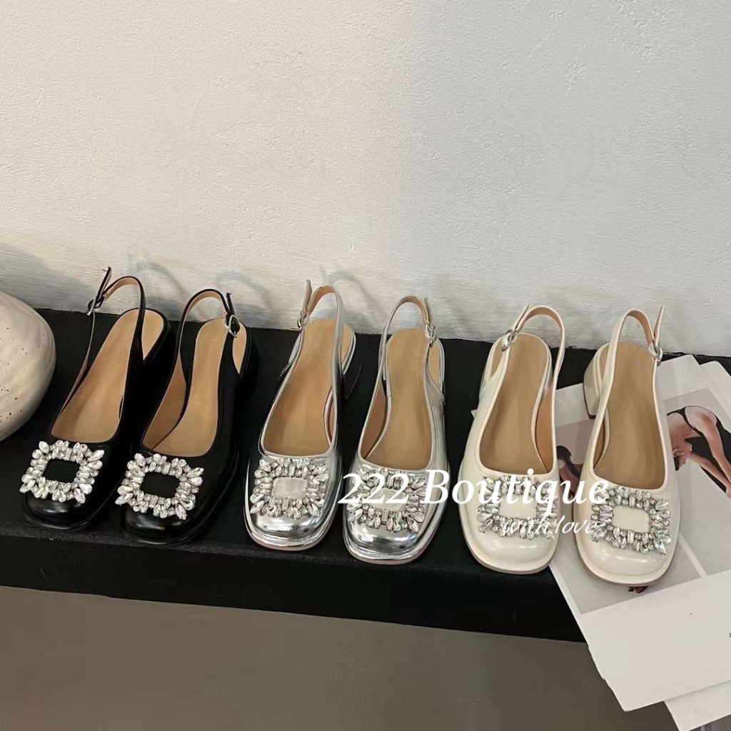 Giày đính hạt hở gót 3 cm HQ 2619 -1