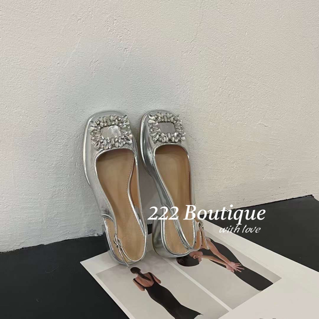 Giày đính hạt hở gót 3 cm HQ 2619 -1