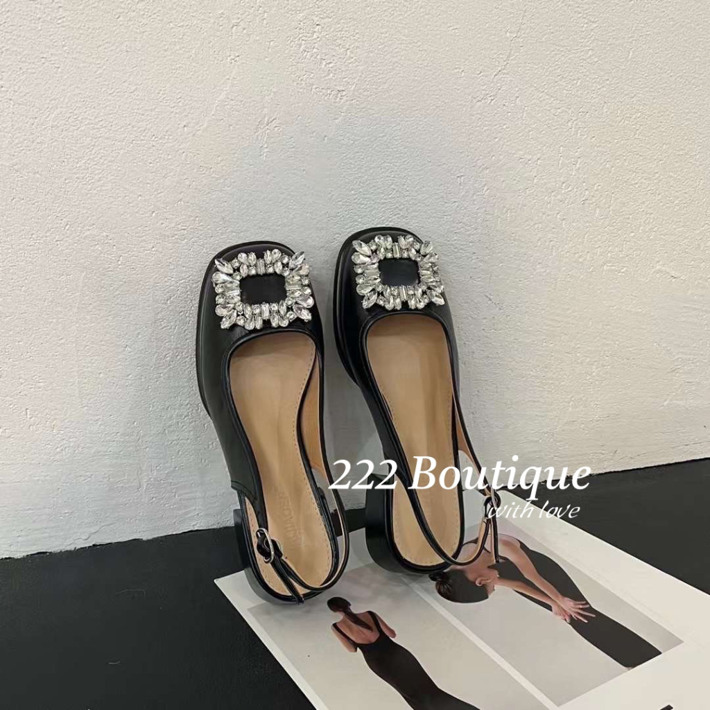 Giày đính hạt hở gót 3 cm HQ 2619 -1