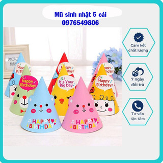 Combo 5 Mũ, nón sinh nhật hàng giấy dày 3D sinh nhật cho bé