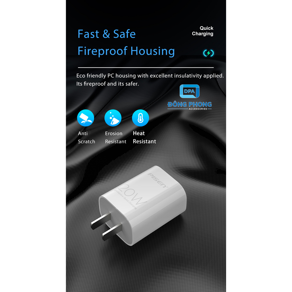Bộ Sạc Nhanh Pisen PD 20W Chính Hãng