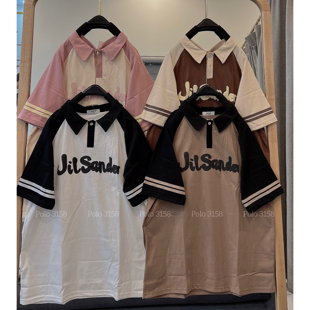 Áo Phông Polo Ngắn Tay 3158 Unisex Dáng Rộng Nam Nữ Cổ Bẻ Chất Cotton Khô viền Tay phối Màu- Áo Thun Ngắn Tay Raplang