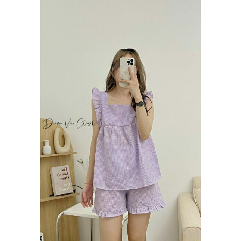 Set đồ ngủ cánh tiên, pijama nữ đũi xốp/đũi gân hoạ tiết hoạt hình