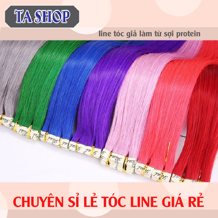 Tóc line dán làn từ sợi protein, Tóc giả đẹp tóc kẹp dài thẳng light 65cm