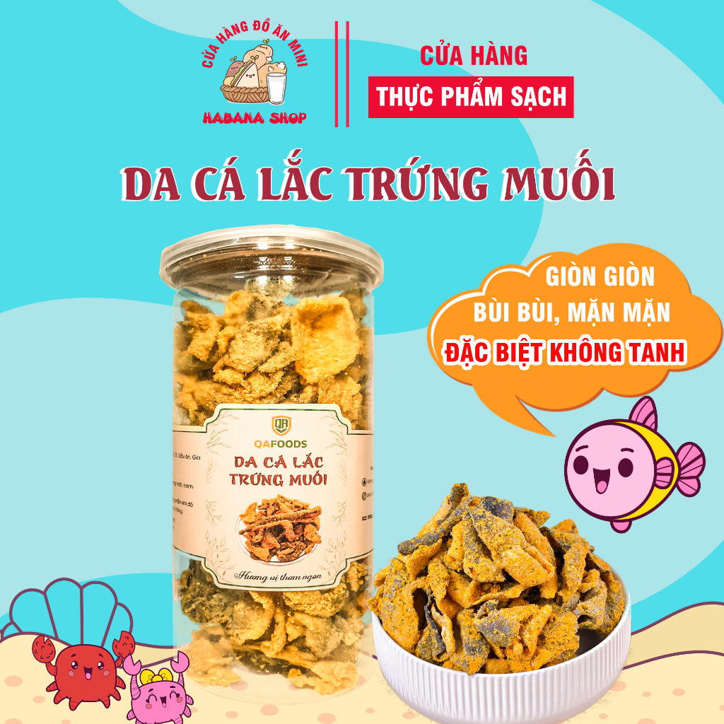 Da cá trứng muối HaBaNa đồ ăn vặt dành cho giới trẻ ngon ngon giòn giòn hộp 250 gram
