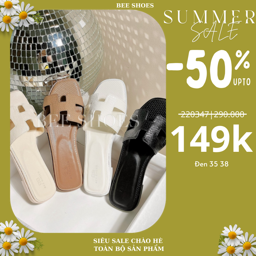 BEESHOES - DÉP NỮ HERMES - DÉP NỮ SẴN MÀU ĐEN - KEM - TRẮNG - NÂU 220347