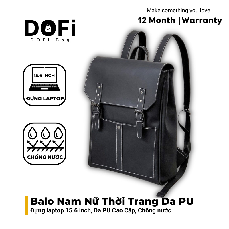 Balo Thời Trang Nam Nữ, Balo laptop, Cặp da PU cao cấp, form cứng, dáng hộp, phong cách Hàn Quốc - 𝑫𝑶𝑭𝒊