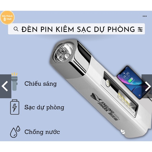 Sạc Dự Phòng Kiêm Đèn Pin Đa Năng BiBoMart Thông Minh Chiếu Xa Siêu sáng, Sạc Nhanh