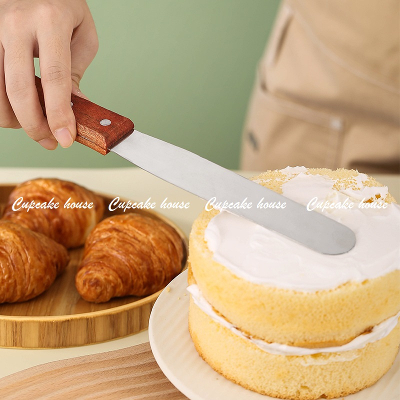 Dao chà láng trang trí bánh kem cán thẳng/gấp không gỉ 32cm