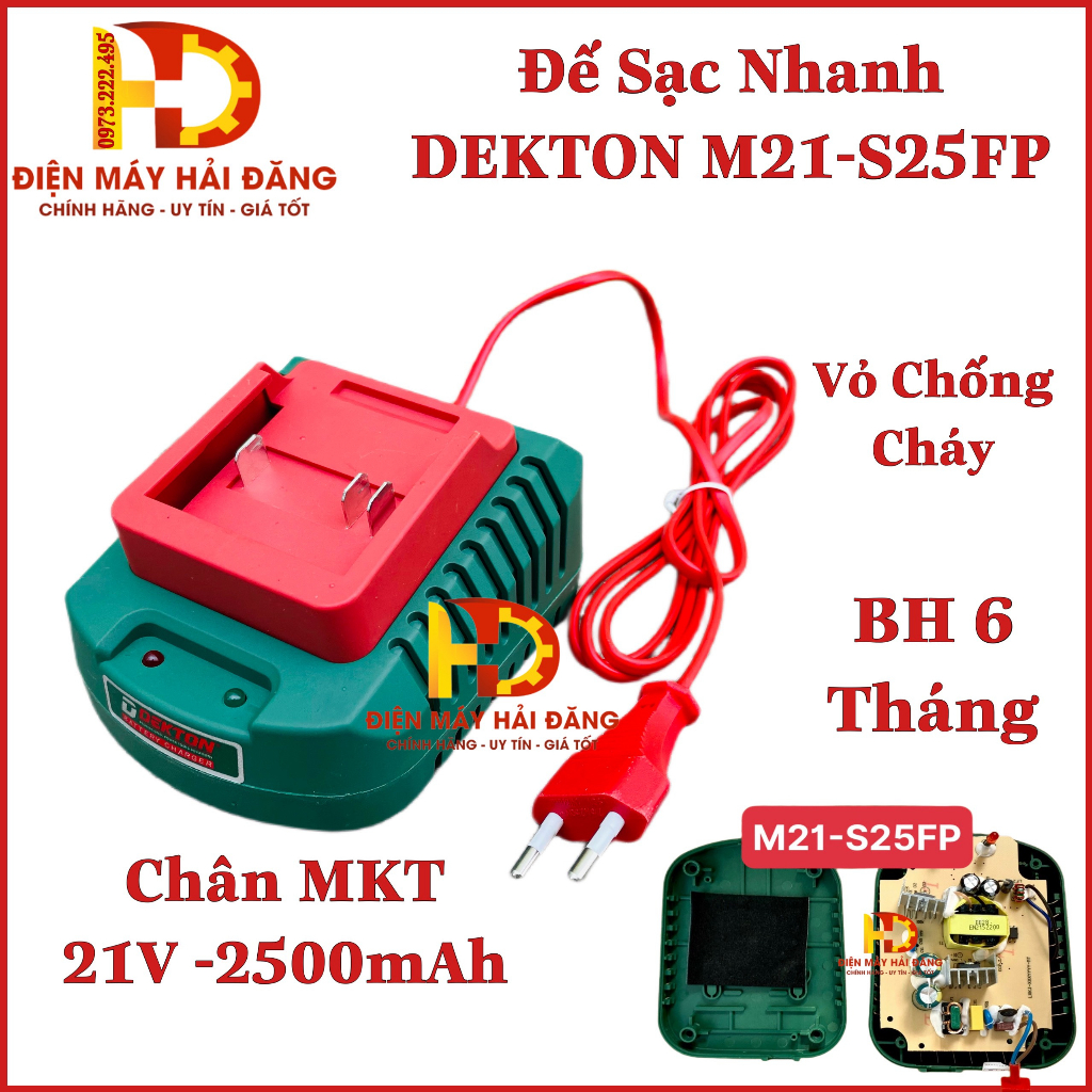 Đế sạc nhanh 21V DEKTON M21-S25FP .Hệ chân MKT M21,lắp vừa tất cả các loại pin trên thị trường. BH 6T