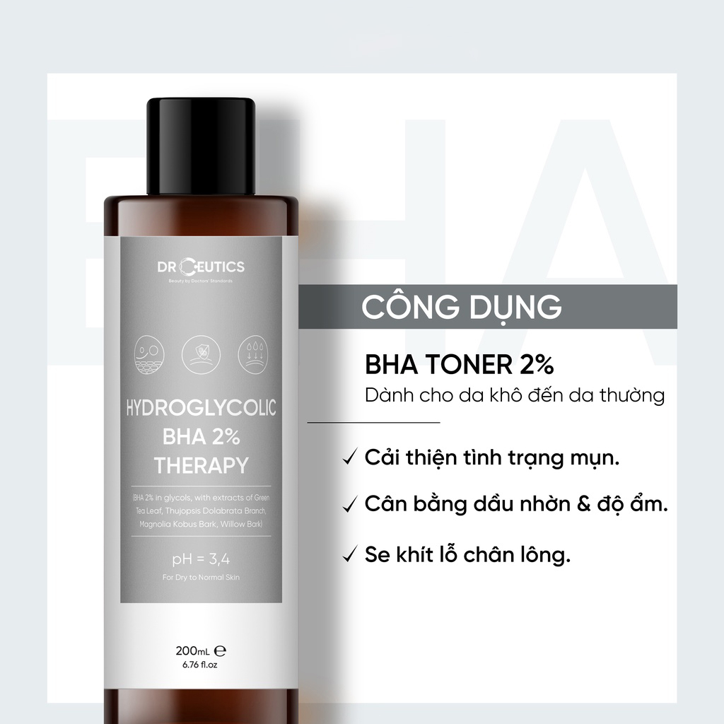 Toner Drceutics 2% BHA Làm Sạch Và Cân Bằng Da