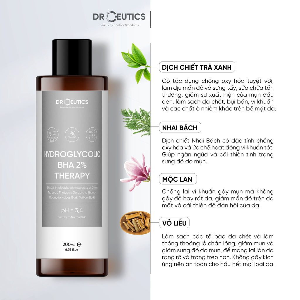 Toner Drceutics 2% BHA Làm Sạch Và Cân Bằng Da
