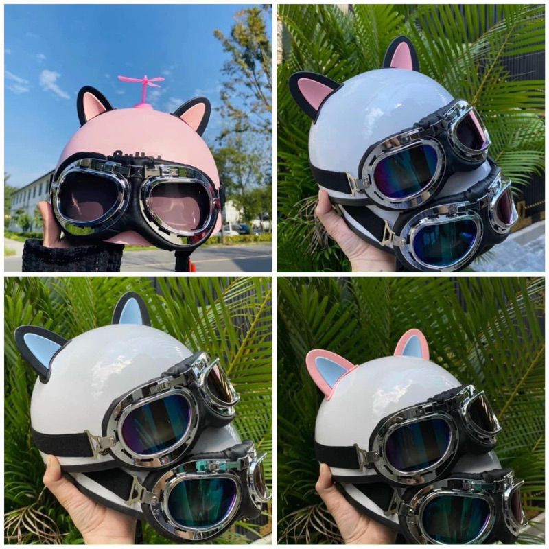 Tai Mèo Gắn Mũ Bảo Hiểm Tặng Kèm Keo 3M, Tai Mèo Gắn Nón