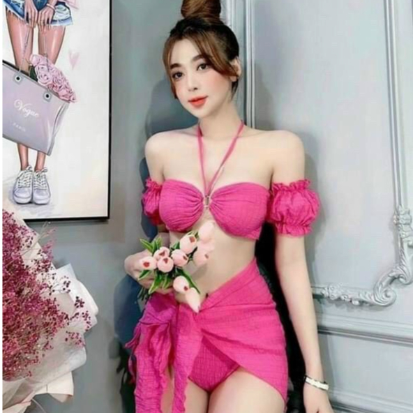 SET BIKINI BA MẢNH TAY BÈO KÈM VÁY ĐỦ MÀU HÀNG CAO CẤP | BigBuy360 - bigbuy360.vn