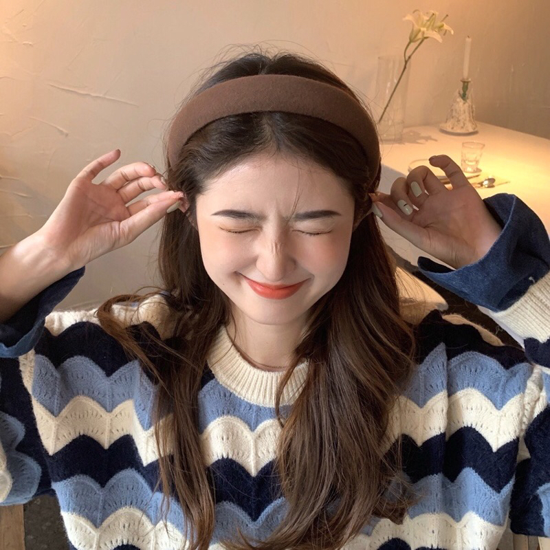 Băng đô xốp màu sắc đơn giản phong cách Hàn Quốc