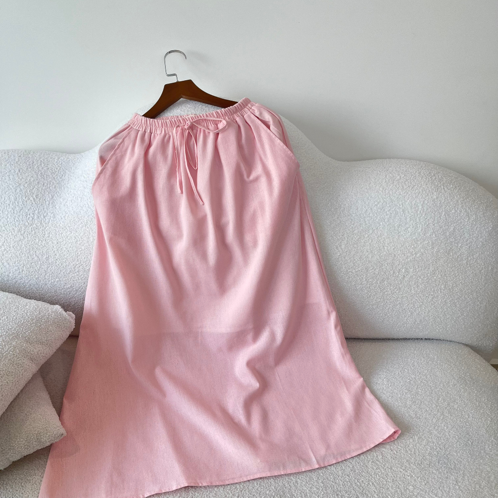 Linen Bột Dami Skirt Hồng Phấn