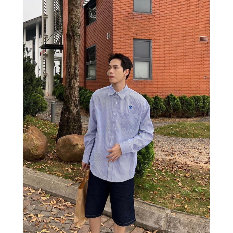 Áo Sơ mi Sọc Hàn Quốc P10 - Peaceout Studios SMILEY